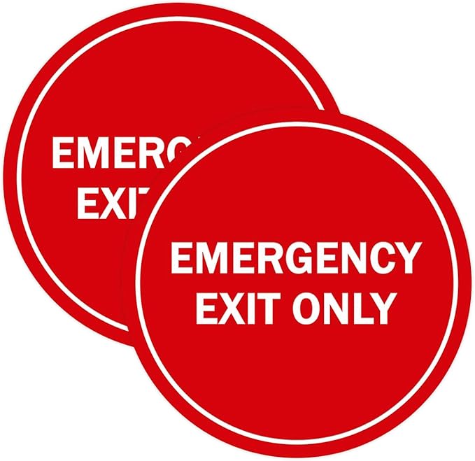 Signs ByLITA Circle Emergency Exit Only Sign (Red) - X-large 2 Pack