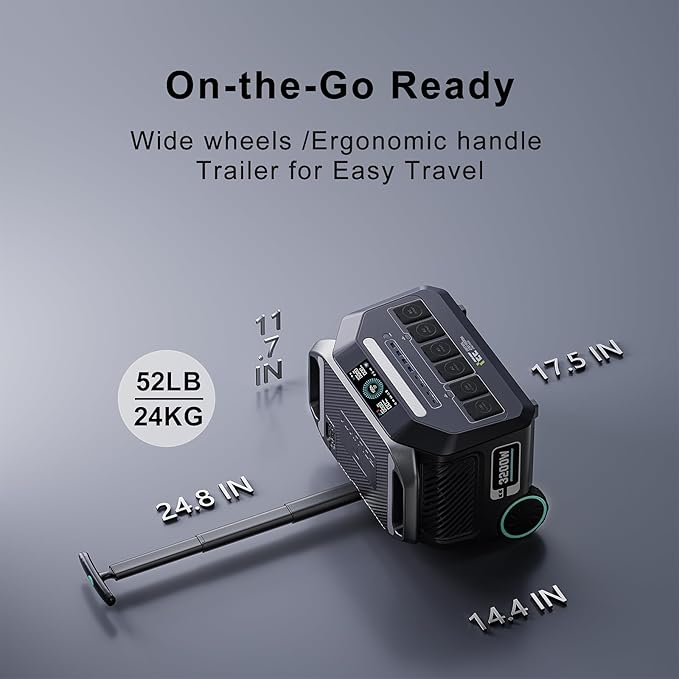 IEE P3200 Portable Power Station 3200W with 2x200W Solar Panel, 2048Wh Solar Generator, 1800W AC Charging, AC Outlets x 4, LiFePO4 Battery Power Station for Home Backup, Camping, RV, Emergency