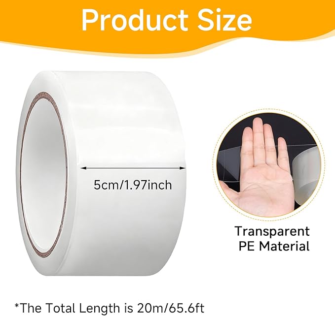 2 Inch x 65 Feet Transparent Window Insulation Tape, Strong Adhesive Weatherproof Window Sealing Tape for Winter Draft Protection, Clear Residue-Free Plastic Window Sealer