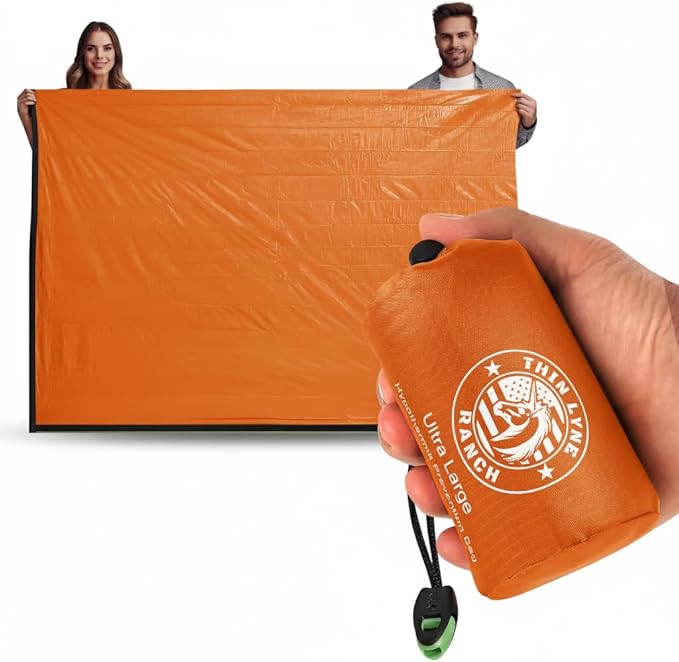 Ultra-Large Emergency Sleeping Bag for Survival - Hypothermia Prevention & Shelter - Multi-Person Bivvy Sack - Ideal Survival Gear, Emergency Bivy Camping Essentials