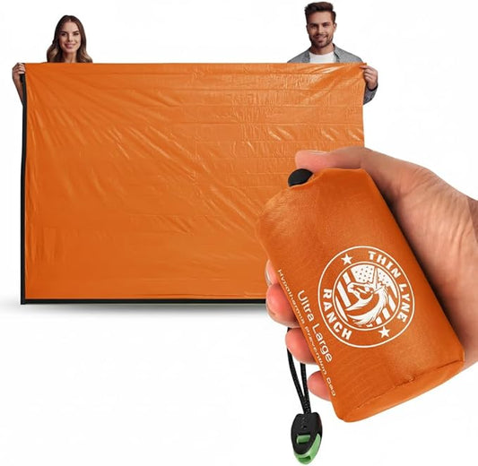 Ultra-Large Emergency Sleeping Bag for Survival - Hypothermia Prevention & Shelter - Multi-Person Bivvy Sack - Ideal Survival Gear, Emergency Bivy Camping Essentials