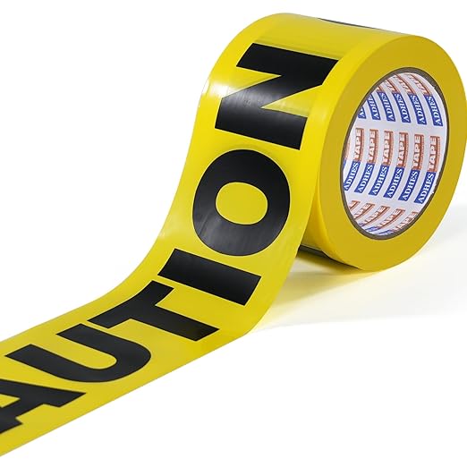 ADHES Yellow Caution Tape Roll, 3 inch x 300ft Hazard Tape Construction Tape for Danger/Hazardous Areas, Ideal Use for Parties, Decorations