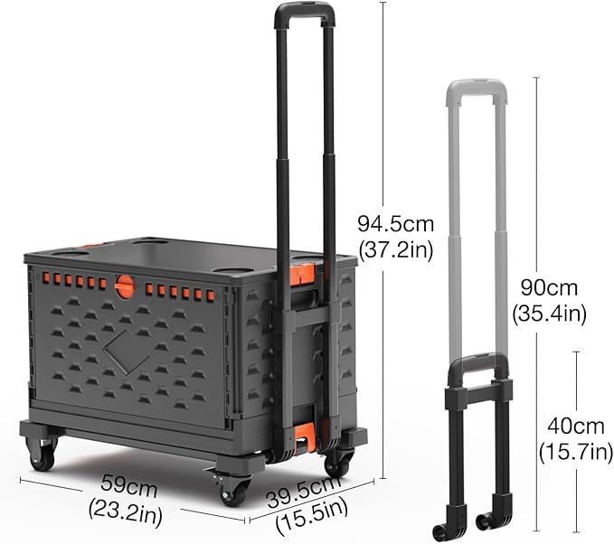 2 in 1 Folding Hand Truck Dolly Cart with Basket Collapsible Portable Hand Truck 330LBS Capacity, Telescoping Handle, Moving Dolly Cart Lightweight & Compact for Easy Transport & Storage, Black