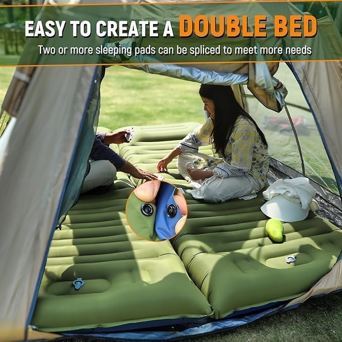Camping Sleeping Pad,Ultralight Camping Mat with Pillow Built-in Foot Pump Inflatable Sleeping Pads Compact for Camping Backpacking Hiking