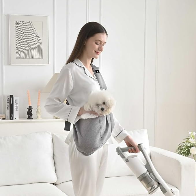 Dog & Cat Carrier Sling, Adjustable Soft Padded Shoulder Puppy Carrier, Hands-Free Dog Carrier Bag with Double Safety Buckles Premium Material for Outdoor Travel, Light Gray, L