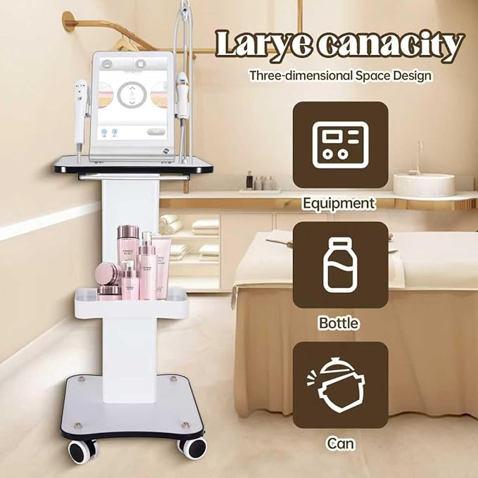 Beauty Salon Trolley with Wheels, Esthetician Rolling Cart, 3-Tier Storage with Lockable Casters for Beauty Equipment, Salon & Spa Use, Load Capacity 88 lbs