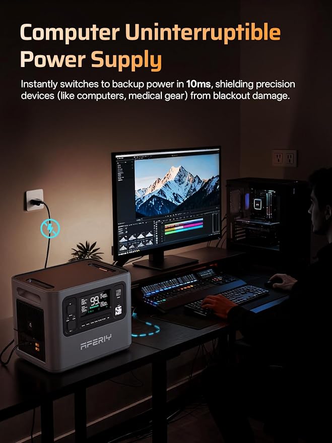AFERIY 4096Wh Portable Power Station,P280 with 1 Extra Battery,120V 2800W Expandable Capacity LiFePO4 Battery Backup,Solar Generator for Home Use,Outdoor Camping,Power Outage,Camping,RV,Emergencies