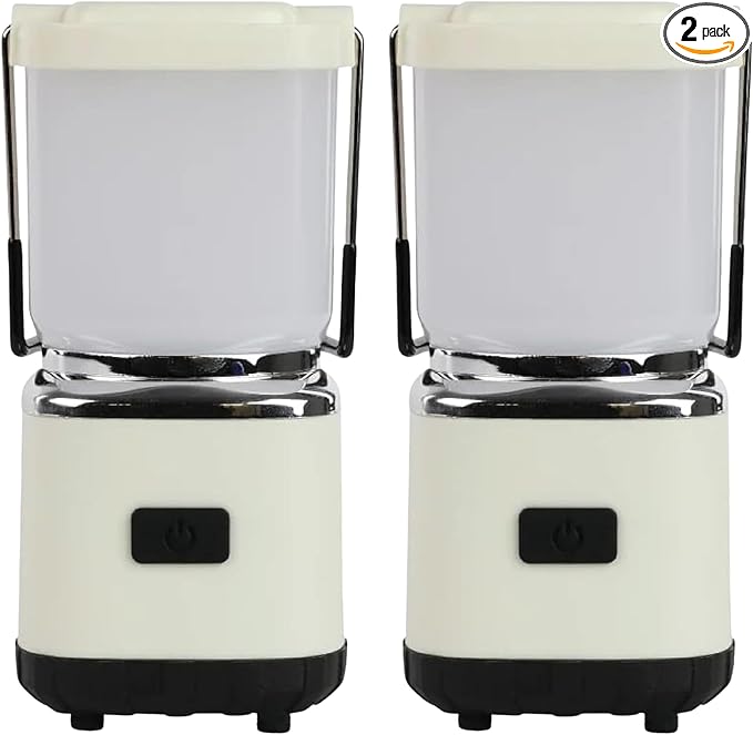 LUXPRO LP189 Mini Lantern - USB-C Rechargeable Camping Light - with 4 Color Modes - Dimmable LED Portable Lantern for Hiking & Emergency - Handy Compact Design - Beige 2 Pack