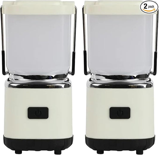 LUXPRO LP189 Mini Lantern - USB-C Rechargeable Camping Light - with 4 Color Modes - Dimmable LED Portable Lantern for Hiking & Emergency - Handy Compact Design - Beige 2 Pack
