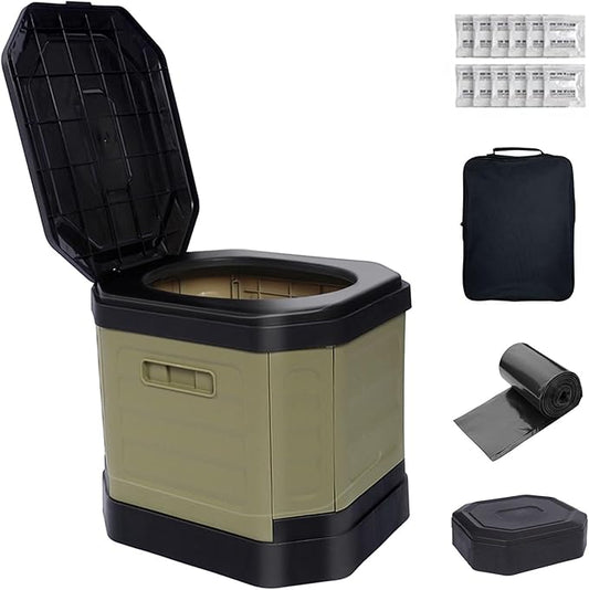 Portable Camping Toilet, Portable Travel Folding Toilet with Lid for Adults and Kids, Portable Potty for Camping, Hiking, Car Travel,Truck, RV, Boating, Road Trips, Beach
