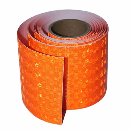 Industrial Reflective Tape Orange 3 inch Wide, Outdoor Waterproof High Visibility Safety Warning Adhesive Reflector Strips (10 feet)