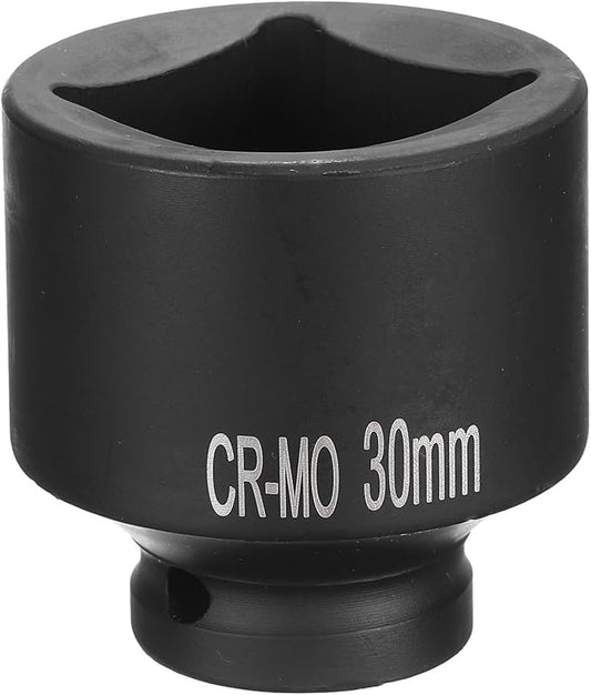 HARFINGTON 4 Point Square Socket 1/2" Drive 30mm Metric Square Impact Socket CR-MO Blackening Standard Wheel Sockets Pneumatic Socket Tool for Auto Repair Mechanical Maintenance Home Use
