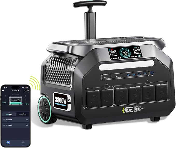 IEE P3200 Portable Power Station 3200W, 2048Wh Solar Generator, 1800W AC Charging & 1000W Solar Charging, LiFePO4 Battery Power Station for Home Backup, Power Outage, Camping, RV, Emergencies