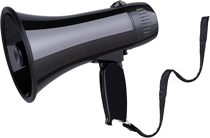 MyMealivos Portable Megaphone Bullhorn 20 Watt Power Megaphone Speaker Voice and Siren/Alarm Modes with Volume Control and Strap (Black)
