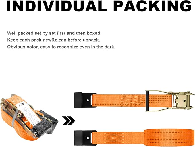 4Pack 2in 30ft Ratchet Strap Flat Hook Heavy Duty Flatbed Straps for Trailer Tie Down Straps Box Truck Accessories Cargo Loading 10000lbs Breaking Load