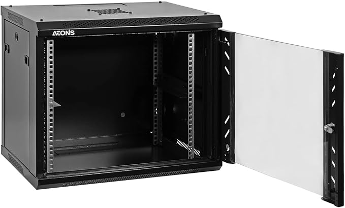 9U Professional Wall Mount Network Server Cabinet Enclosure 19-Inch Server Network Rack Low-Profile Black