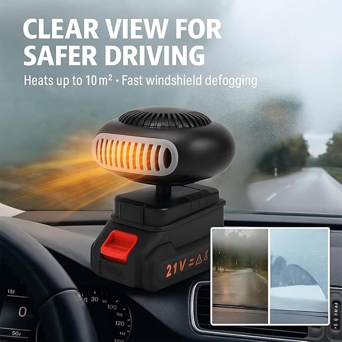 Battery Powered Space Heater, 2026 New Battery Operated Heater for Indoors Car, Portable Car Window Defroster with Anti Tilt Design, Long Lasting Heating & Quiet Operating for Cars Office (2*Battery)