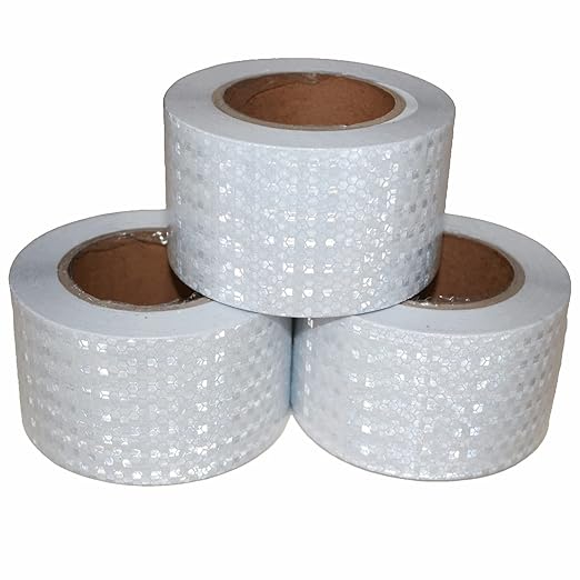 White Reflective Tape Outdoor Waterproof 3 inch Wide, High Visibility Warning Industrial Marking Tape,Safety Stickers (68 feet,3 Rolls)