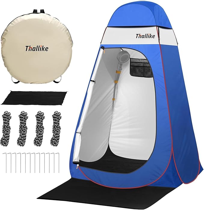 Upgrade Pop Up Privacy Shower Tent, Portable Camping Shower Tent, Camping Toilet Changing Room with Rain Shelter & Extended Floor Mat