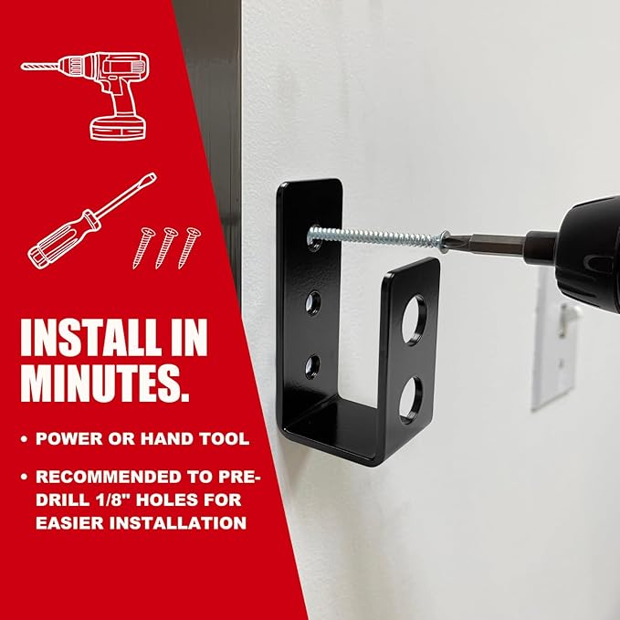 SecurityMan Heavy Duty 2x4 Door Barricade Brackets - 700lbs of Force, Door Brace Install in -(2pc) Thick 3.5mm Iron Metal U Bracket | Rust Proof - Gate Bar Holder for Indoor/Outdoor Door Security Bar