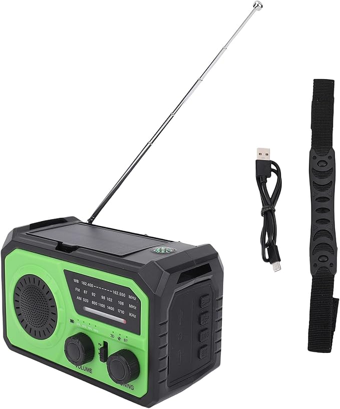 Solar Hand Crank Radio AM FM WB Emergency Radio with 16000mAh Power Bank SOS Flashlight Compass Reading Light for Outdoor Survival Camping Hiking