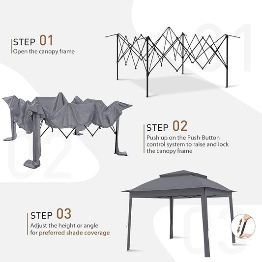 COOS BAY 11x11 Pop-Up Instant Gazebo Tent with Mosquito Netting Outdoor Canopy Shelter with 121 Square Feet of Shade (Dark Gray)