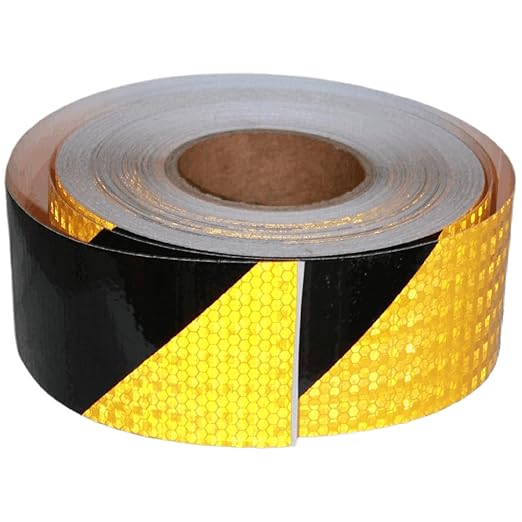Reflective Tape Yellow Black 3 Inch x 168 Feet, Outdoor Waterproof Conspicuity Strong Adhesive Reflector for Vehicles Trailers