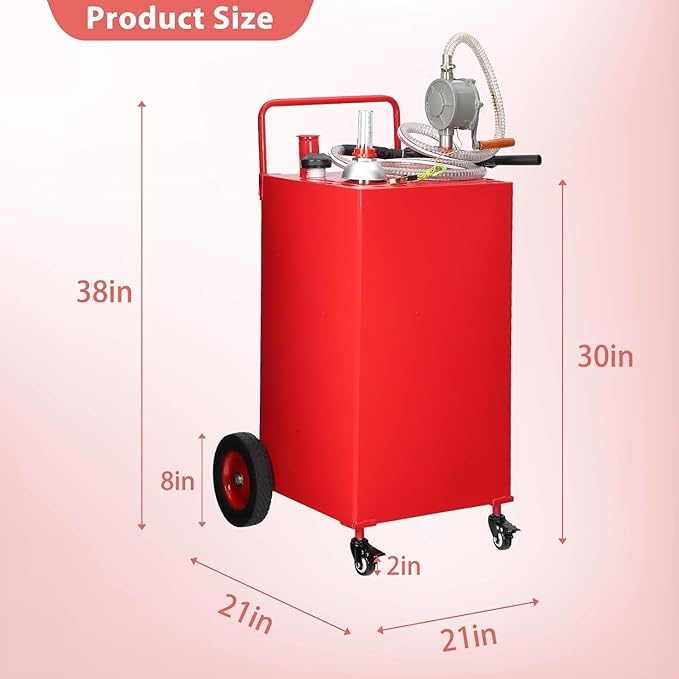 30 Gallon Fuel Caddy with Manual Pump,Portable Gasoline & Diesel Transfer Tank Heavy Duty Tank Gas with 4-Wheel for Cars,Boats