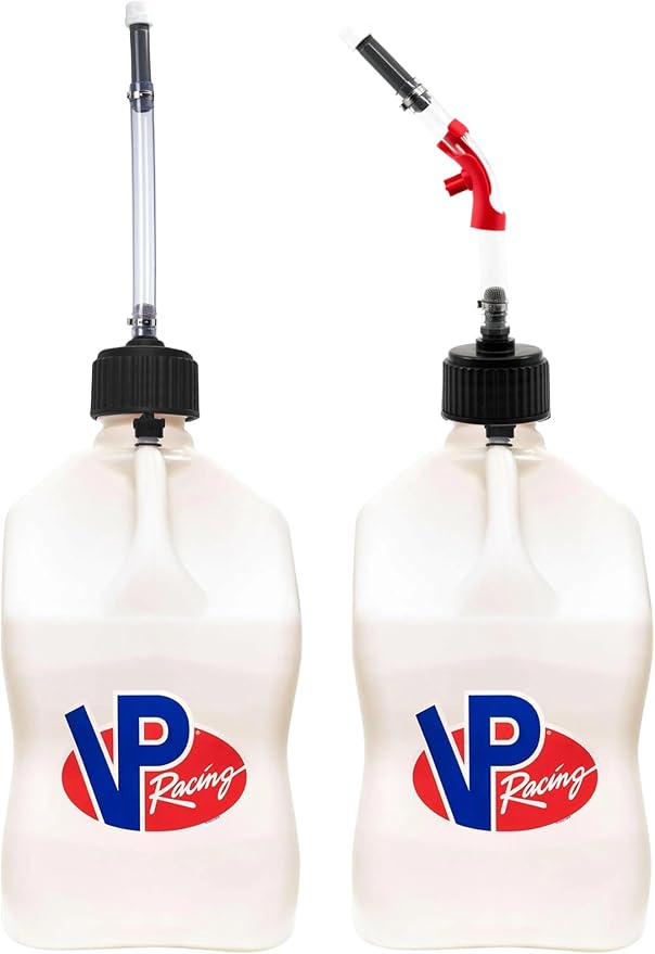 VP Racing Utility Container 5.5 Gallon - 2 Pack with 2 Deluxe Hoses and a Get Bent Hose Bender (White, 2 Pack)