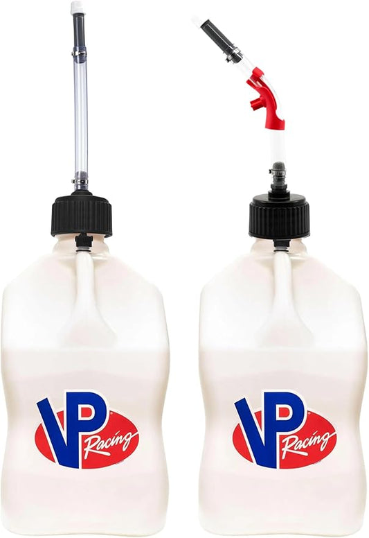 VP Racing Utility Container 5.5 Gallon - 2 Pack with 2 Deluxe Hoses and a Get Bent Hose Bender (White, 2 Pack)