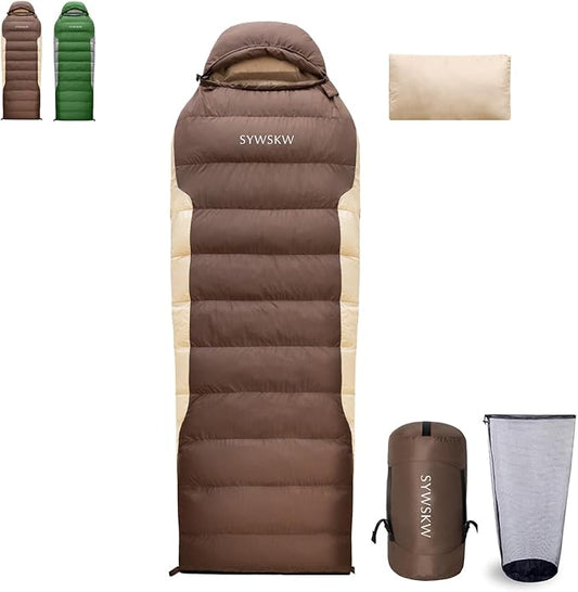 Down Sleeping Bag with Pillow, Ultralight Rectangular Sleeping Bag for Adults, Youth Backpacking,Hiking and Camping Outdoor with YKK Two-Way Zipper 680 FP Down