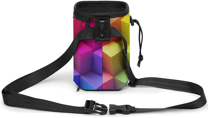 Portable Travel Dog Carrier Bag, Fashion Pet Training Package, Puppy Snack Pocket with Adjustable Waist Belt for Cat Dog Puppy Rainbow Colorful Blocks