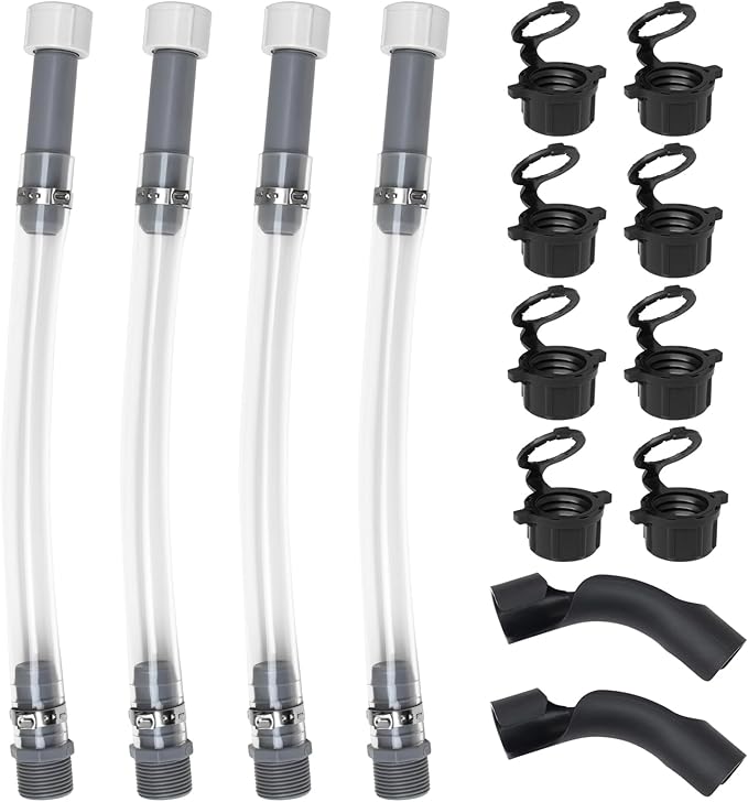 Practical Refueling Set with 4 PCS Gas Can Hoses, 2 PCS Hose Bender, and 8 Vent Caps Compatible with 3/5/5.5 Gallon VP Fuel Jug Suitable for Racing and Home Use