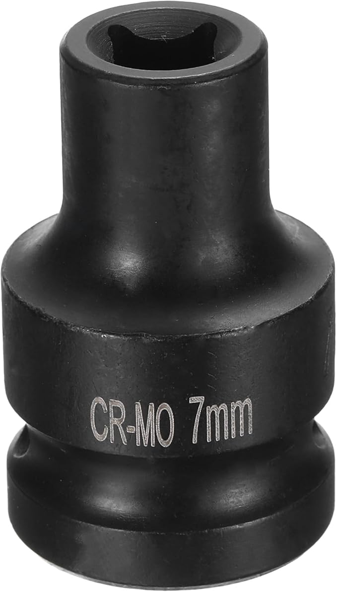 HARFINGTON 4 Point Square Socket 1/2" Drive 7mm Metric Square Impact Socket CR-MO Blackening Standard Wheel Sockets Pneumatic Socket Tool for Auto Repair Mechanical Maintenance Home Use