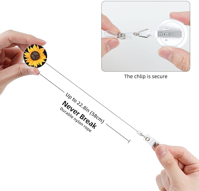 Peace Sign Sunflower Flower Badge Reels Retractable Badge Holder with Clip for Id Name Tag Office Worker Student Teacher Nurse Doctor