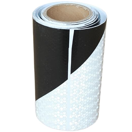 Black White Reflective Tape 6 inch, Outdoor Waterproof Hazard Conspicuity Warning Industrial Marking Tape (11 feet)