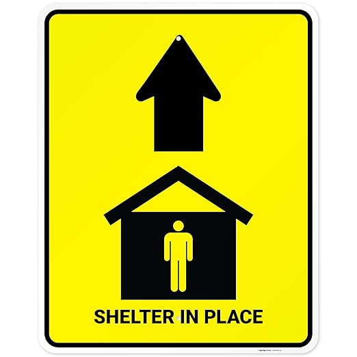 Shelter in Place with Up Arrow Sign, 24x30 Inches, Rust Free .063 Aluminum, Fade Resistant, Made in USA by Sigo Signs