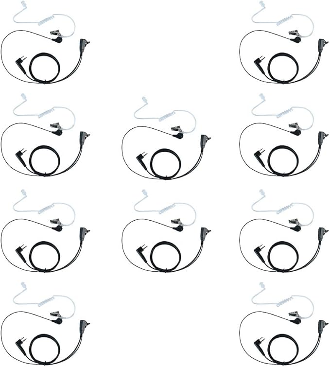 2 Pin Covert Acoustic Tube Earpiece Headset with Mic PTT for Motorola cls1110 cp200 cls1410 cp185 cp200d rdm2070d walkie Talkie 2 Way Radio(10 Packs)