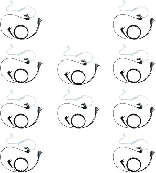 2 Pin Covert Acoustic Tube Earpiece Headset with Mic PTT for Motorola cls1110 cp200 cls1410 cp185 cp200d rdm2070d walkie Talkie 2 Way Radio(10 Packs)