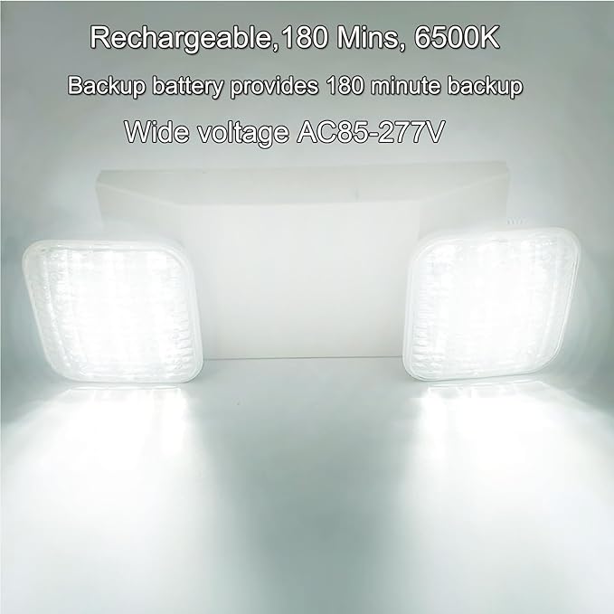 12 Pack Commercial LED Emergency Lights Fixture, Hardwired LED Emergency Light with Battery Backup Emergency Lights for Business, Two Adjustable Head Emergency Exit Sign Lighting, Wall Mount