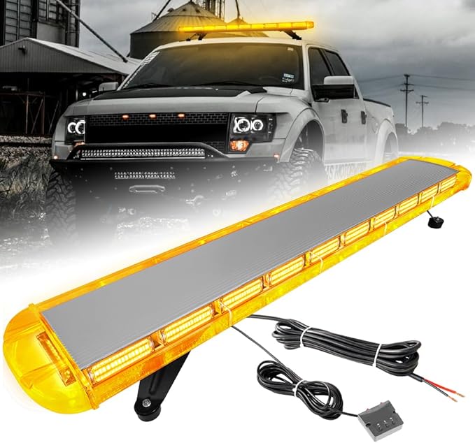 ASPL 46 inch 220 LED Rooftop Low Profile Strobe Light Bar Emergency Warning Beacon Car Hazard Flashing Construction Roof Lights Bars for Trucks Tow Automotive Construction Vehicle (Amber