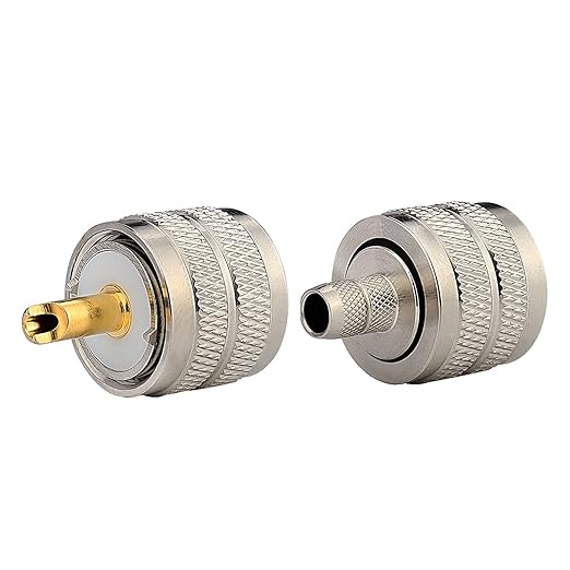 PL259 Male Crimp Connector, UHF SO239 Crimp Coax Connector for RG8X/LMR240/ 4D-FB/ CNT240/ RG8 Mini Coaxial Cable(Pack of 10)