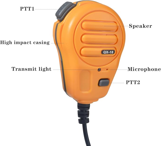 UAYESOK QX-18 Walkie Talkie Magnetic Mic for Baofeng uv-5r, Kenwood NEXEDGE Radios, Hands-Free/Transmit LED Light/Clear Audio (Yellow)