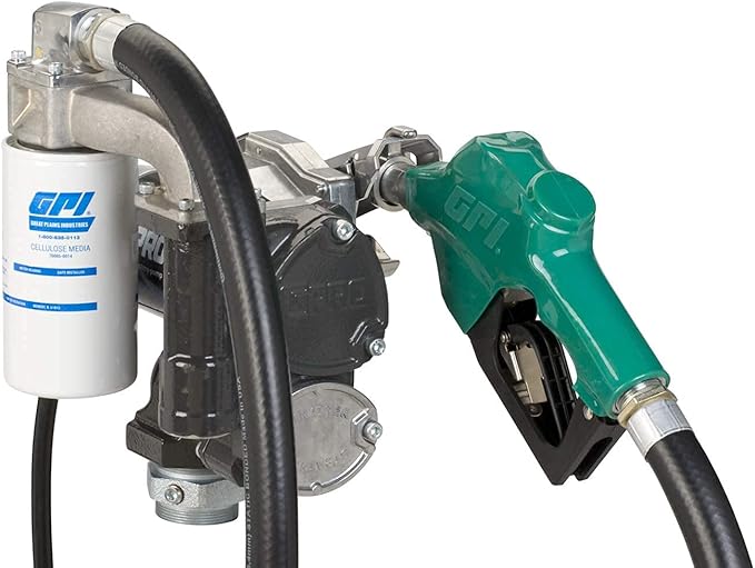 GPRO V25 Fuel Transfer Pump, Automatic Shut-Off Nozzle, 24 Volt, 25 GPM Fuel Pump, 18 ft. Hose, Power Cord, Adjustable Suction Pipe (170001-03)