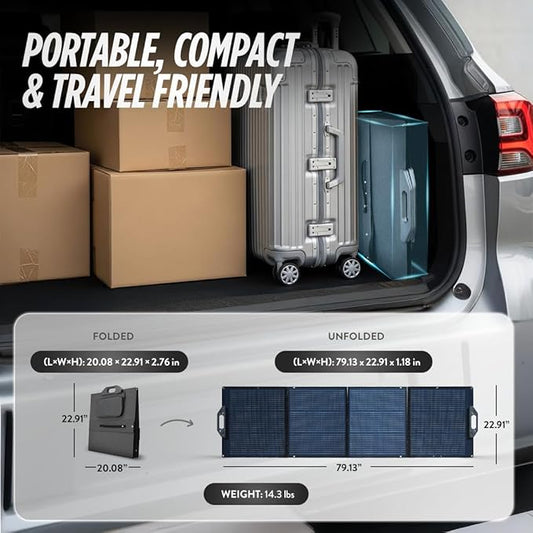 200 Watt Solar Panels Foldable, Portable High-Efficiency Solar Charger for Power Stations, Waterproof, Kickstand Design, Compact for Camping, RV, Outdoor, Off-Grid Use by Guard Dog Security