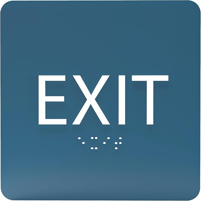 6" X6" Exit Sign - ADA Compliant Tactile Graphics Grade 2 Braille Text Acrylic Wall Signs - Emergency Rescue Safety Door Sign for Schools, Offices, Businesses, and Restaurants