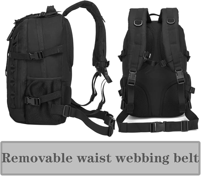 Military Tactical Backpack For Men Laser-Cut Molle Daypack 3 Day for Hiking,Working,Travel (black)