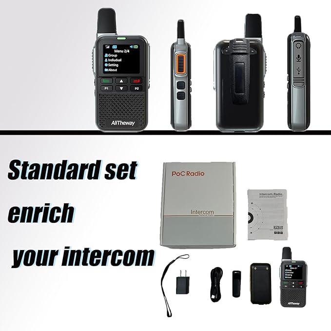 Lifetime Free Data 4G PoC Walkie Talkies - Alltheway Long Range Two-Way Radio with SIM Card, Unlimited Global Push-to-Talk for Outdoor & Work(V808M-2Pack-SIM)