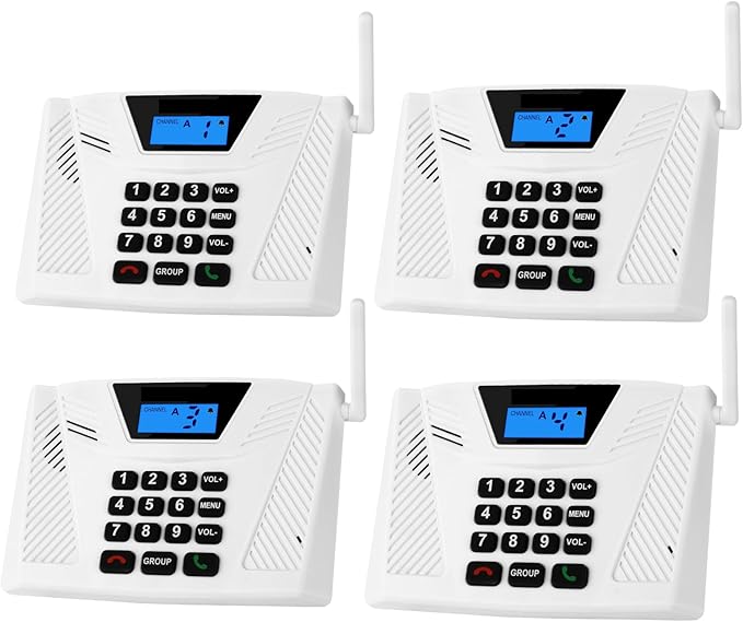 Intercoms Wireless for Home Upgraded, Hands Free Intercom 5300ft, Real-Time Two Way Intercoms for Home with Group Call, Full Duplex Wireless Intercom System for Business Office(4 Pack)