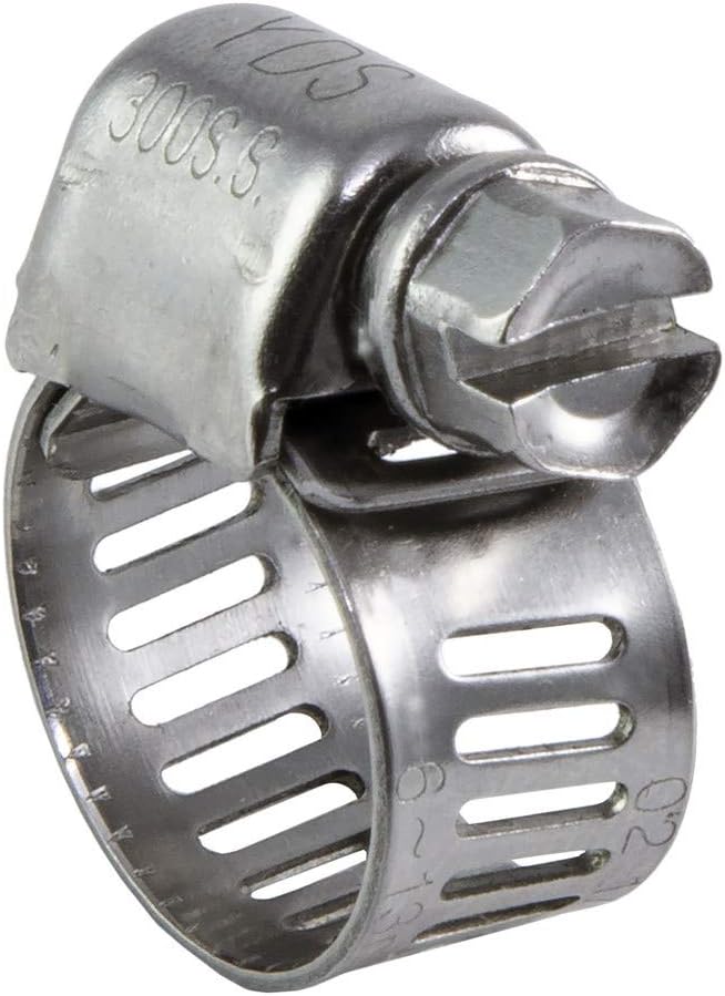 YDS All 300 Grade Stainless Steel Mini Hose Clamp, Worm Drive, SAE Size 2, 1/4" to 1/2" Diameter Range, 0.35" Bandwidth (Pack of 10)